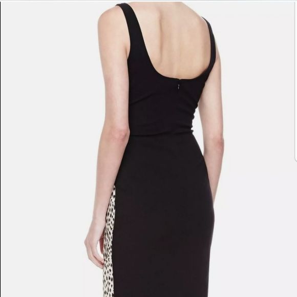 DVF Diane von Furstenberg Arianna Leopard Sheath Dress Black/Caramel Sz 4 - Picture 4 of 10